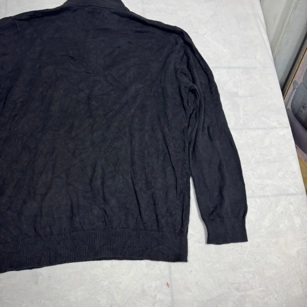 Old Navy Mens 1/4‎ Zip Pullover Sweater Black Knitted Ribbed Cuff Long Sleeve XL
